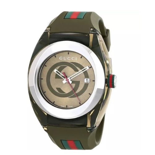 GUCCI SYNC YA137111 Men's Watch – Green Army Dial, Quartz, Box