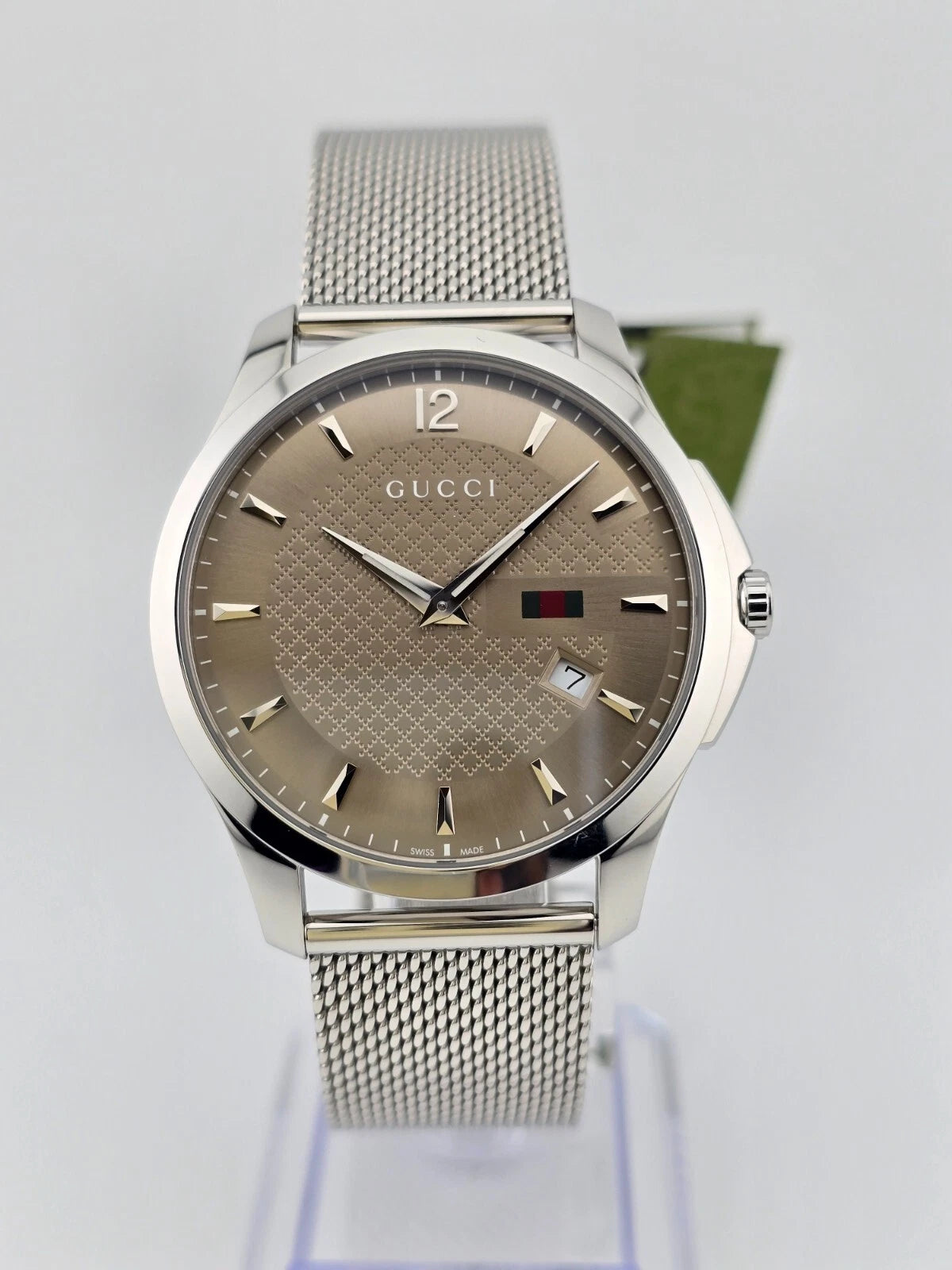 Gucci Men's G-Timeless Brown Dial Mesh Band Watch - YA126310A ($1150 MSRP)