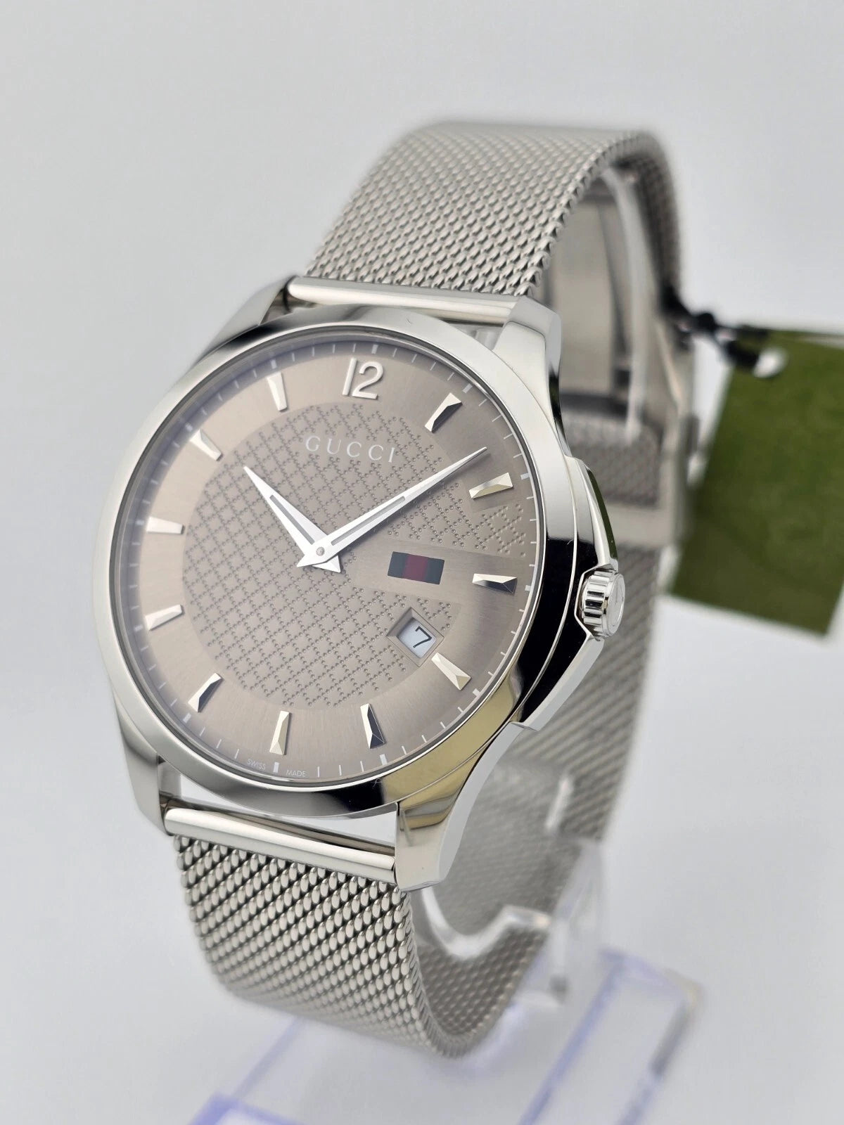 Gucci Men's G-Timeless Brown Dial Mesh Band Watch - YA126310A ($1150 MSRP)