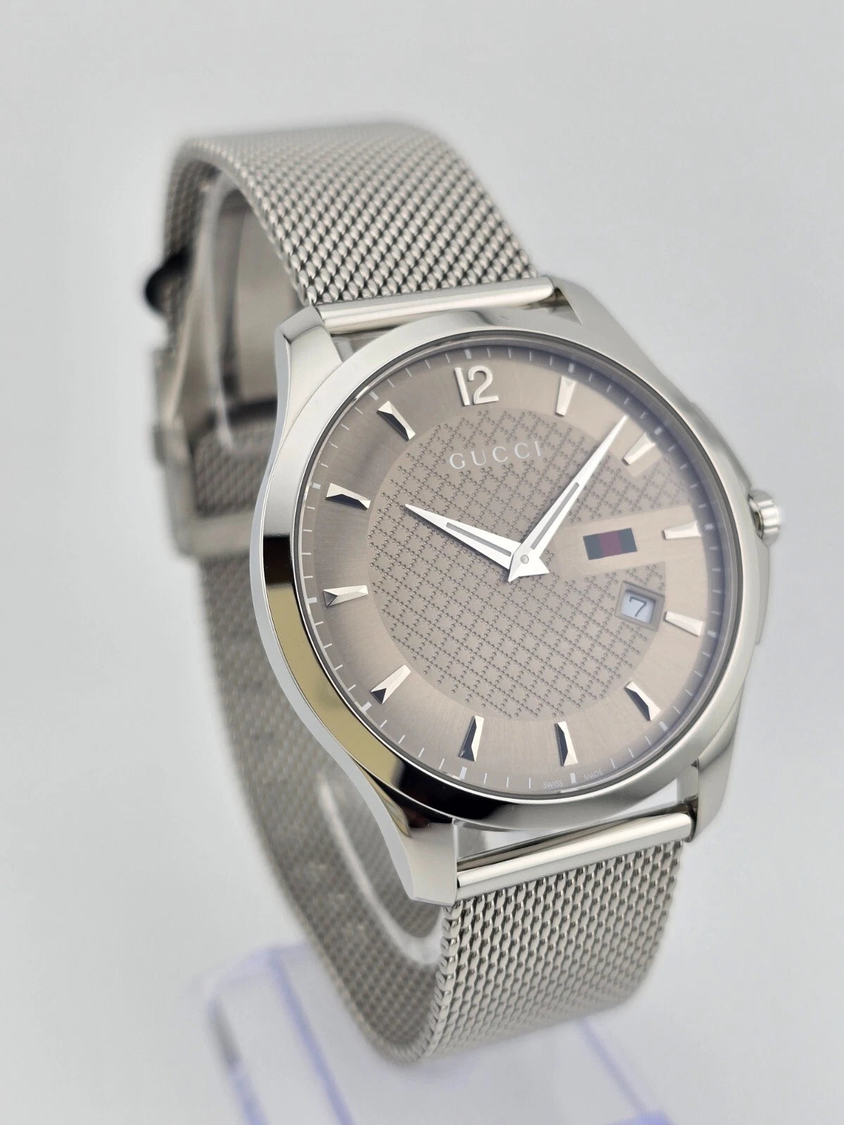 Gucci Men's G-Timeless Brown Dial Mesh Band Watch - YA126310A ($1150 MSRP)